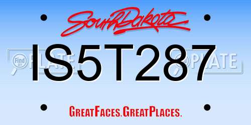 IS5T287 South Dakota License Plate