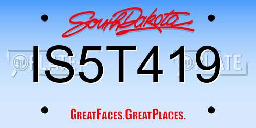 IS5T419 South Dakota License Plate