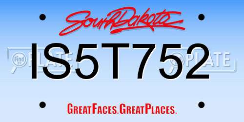IS5T752 South Dakota License Plate