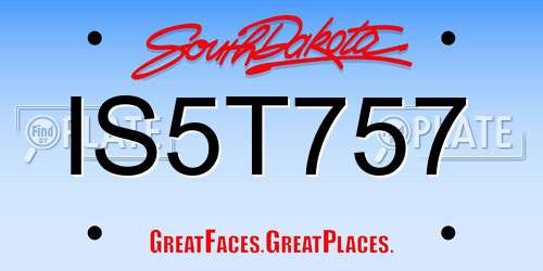 IS5T757 South Dakota License Plate
