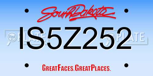 IS5Z252 South Dakota License Plate