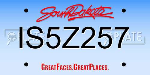 IS5Z257 South Dakota License Plate