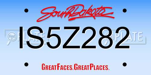 IS5Z282 South Dakota License Plate