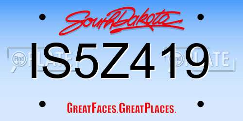 IS5Z419 South Dakota License Plate