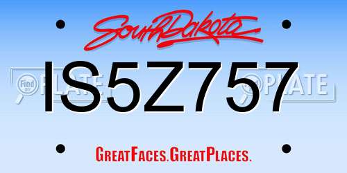 IS5Z757 South Dakota License Plate