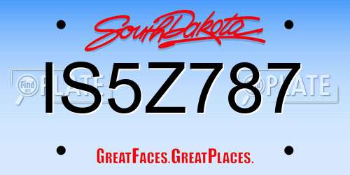 IS5Z787 South Dakota License Plate