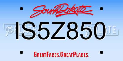 IS5Z850 South Dakota License Plate