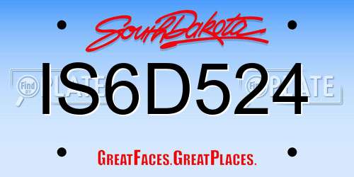 IS6D524 South Dakota License Plate