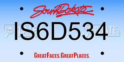 IS6D534 South Dakota License Plate