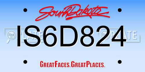 IS6D824 South Dakota License Plate