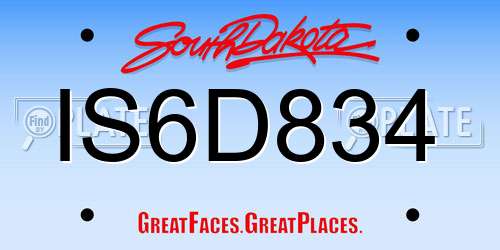 IS6D834 South Dakota License Plate