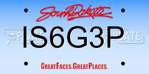 IS6G3P South Dakota License Plate