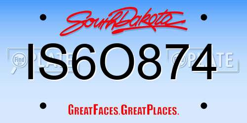 IS6O874 South Dakota License Plate