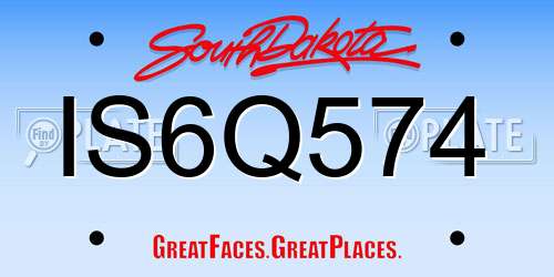 IS6Q574 South Dakota License Plate