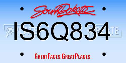 IS6Q834 South Dakota License Plate