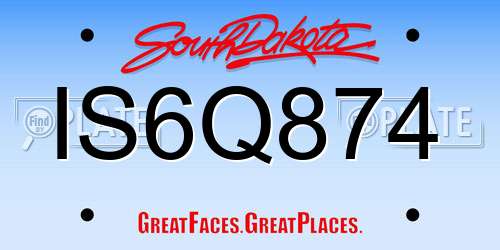 IS6Q874 South Dakota License Plate