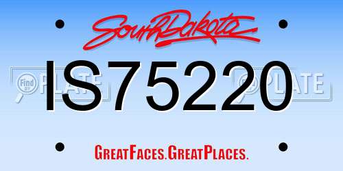 IS75220 South Dakota License Plate