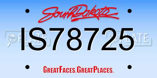 IS78725 South Dakota License Plate