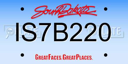 IS7B220 South Dakota License Plate
