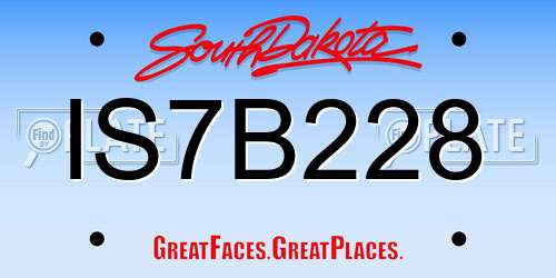IS7B228 South Dakota License Plate