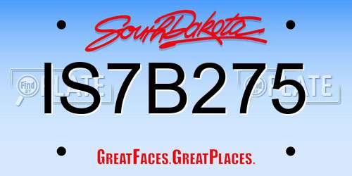 IS7B275 South Dakota License Plate