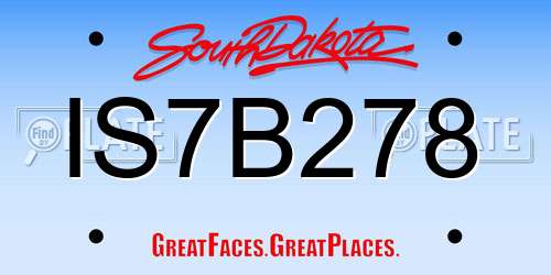 IS7B278 South Dakota License Plate