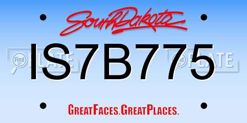 IS7B775 South Dakota License Plate