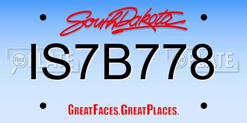 IS7B778 South Dakota License Plate