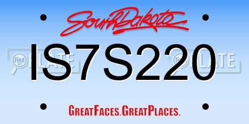 IS7S220 South Dakota License Plate