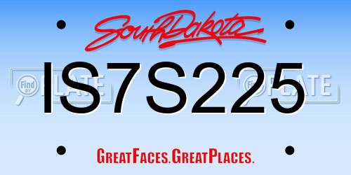 IS7S225 South Dakota License Plate