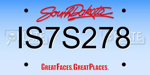 IS7S278 South Dakota License Plate