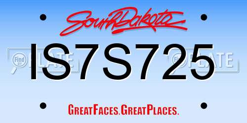 IS7S725 South Dakota License Plate