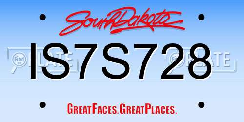IS7S728 South Dakota License Plate