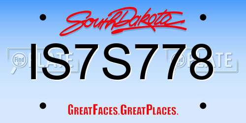 IS7S778 South Dakota License Plate