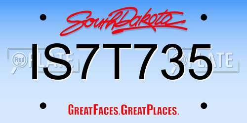 IS7T735 South Dakota License Plate