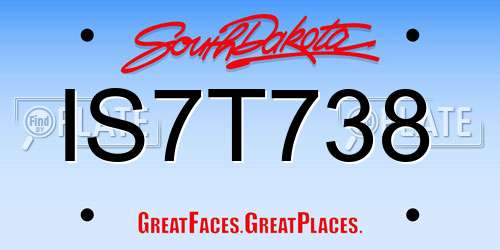 IS7T738 South Dakota License Plate