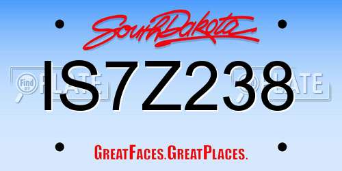 IS7Z238 South Dakota License Plate