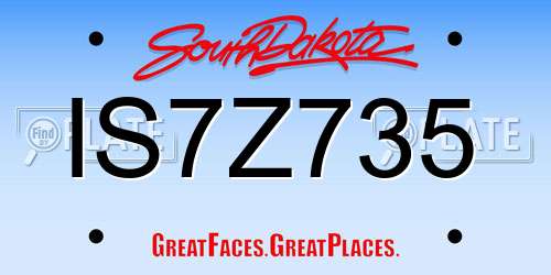 IS7Z735 South Dakota License Plate