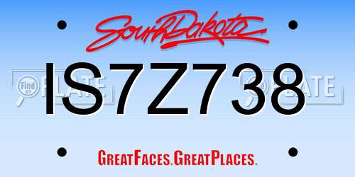 IS7Z738 South Dakota License Plate