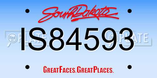IS84593 South Dakota License Plate
