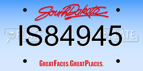 IS84945 South Dakota License Plate