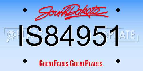 IS84951 South Dakota License Plate