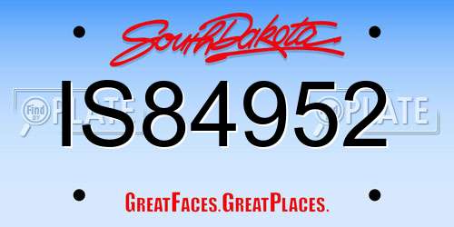 IS84952 South Dakota License Plate