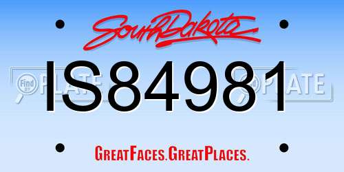 IS84981 South Dakota License Plate