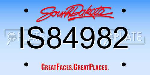 IS84982 South Dakota License Plate