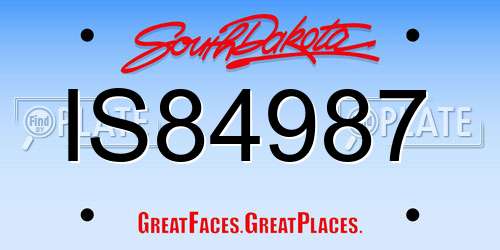 IS84987 South Dakota License Plate