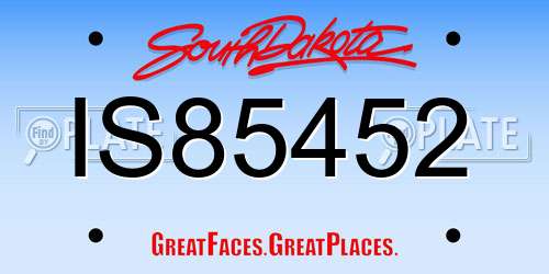 IS85452 South Dakota License Plate