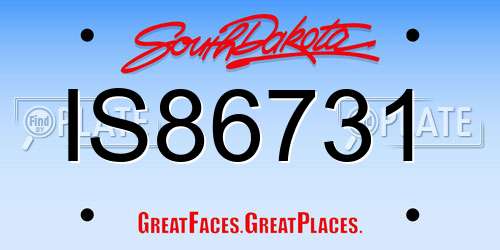 IS86731 South Dakota License Plate