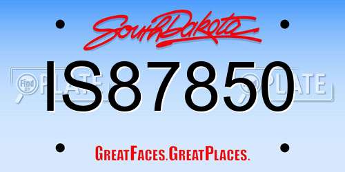 IS87850 South Dakota License Plate