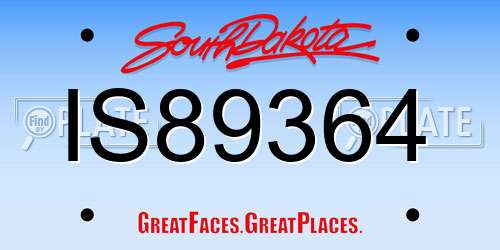 IS89364 South Dakota License Plate